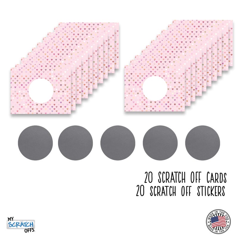 My Scratch Offs - 20 Pack Mini Pink Heart DIY Valentine Scratch Off Cards with Stickers, 3x4 Inch Customizable Love Notes for Gifts, Party Favors & Adults for Valentine's Day - Image 3